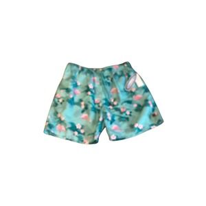 US Apparel Men's Medium Swim Trunks Flamingo Tropical Print Elastic Waist Pocket